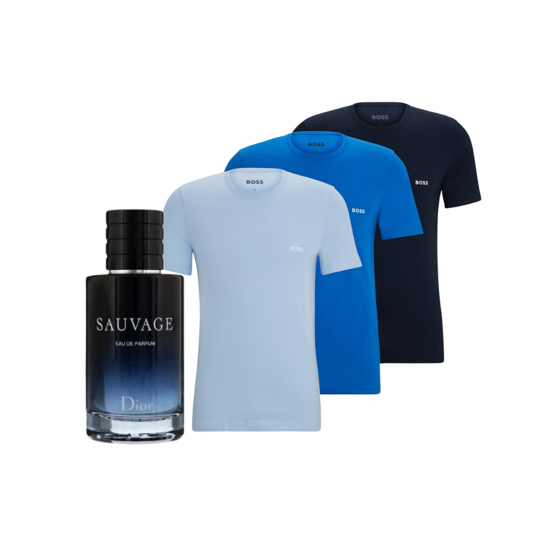 COMBO 3 CAMISETAS HUGO BOSS + PERFUME SAUVAGE