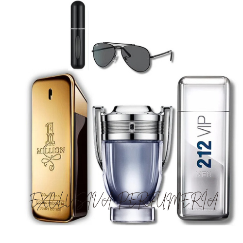 COMBO ONE MILLION + INVICTUS + 212 VIP + GAFAS + REGALO PORTA PERFUME